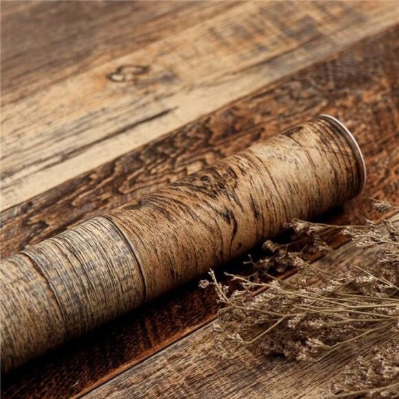 Brown Wood Peel and Stick Wallpaper 17.8" X 118.8" Self Adhesive Wallpaper - Picture 2 of 7